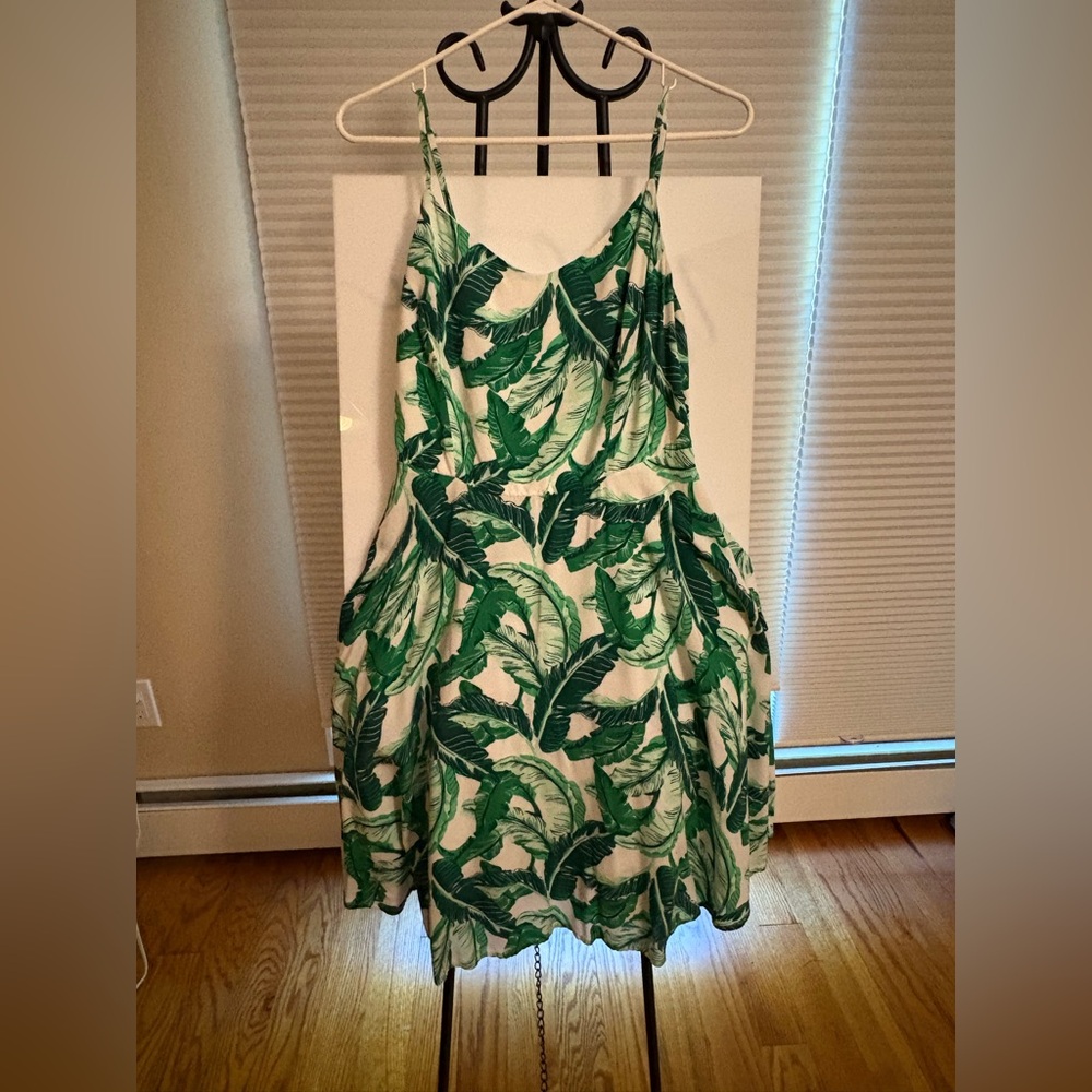 OLD NAVY Vibrant Y2K Tropical Green Coquette Flirty Sexy Retro Midi Dress Size L - Picture 2 of 6